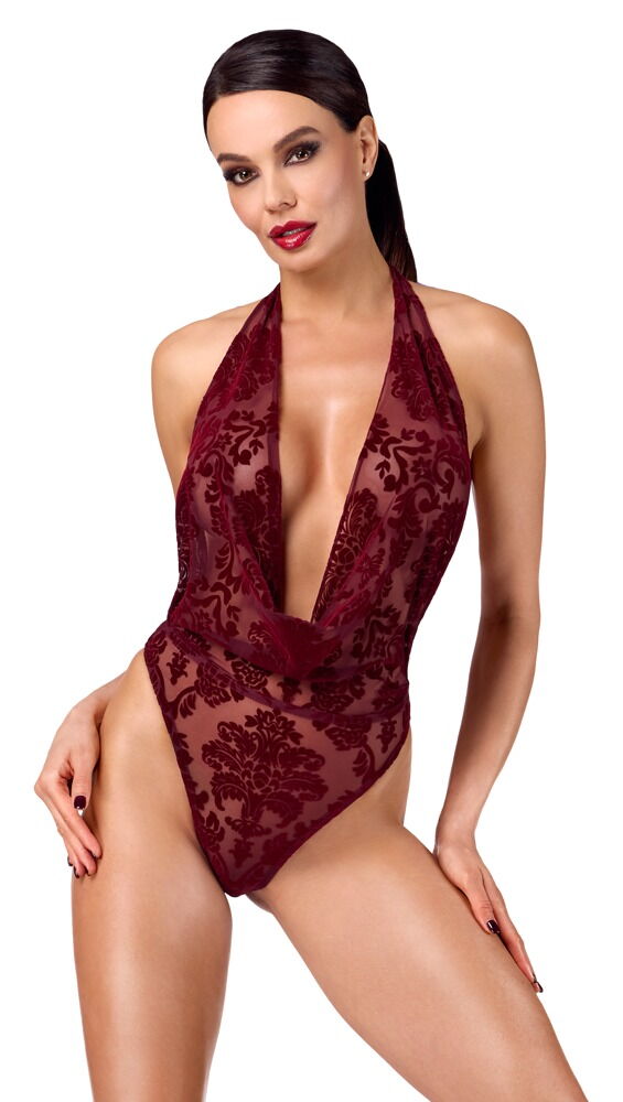 Body Kink Royal met Flockprint - Bordeauxrood - XL