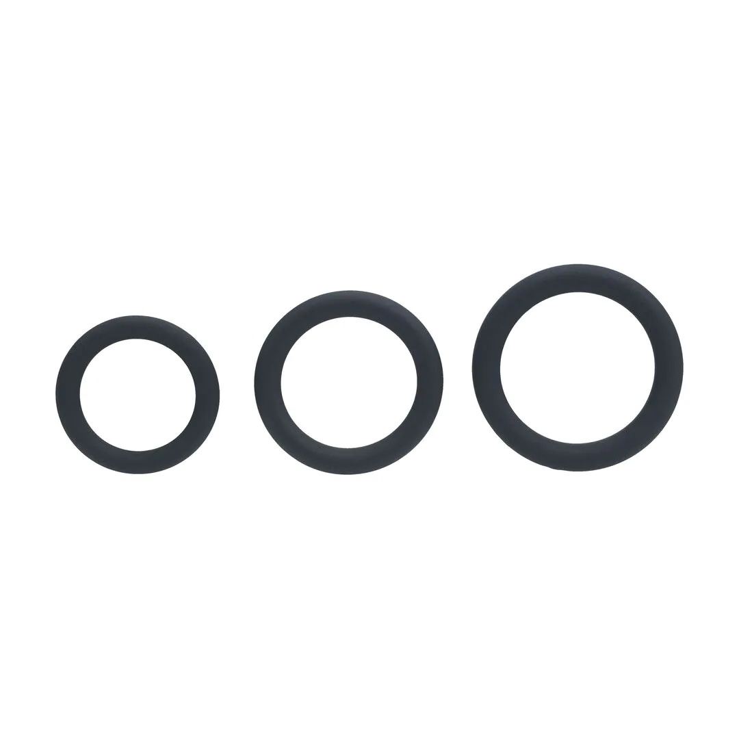 Silicone Cockring Set van 3 XS/S/M - Zwart