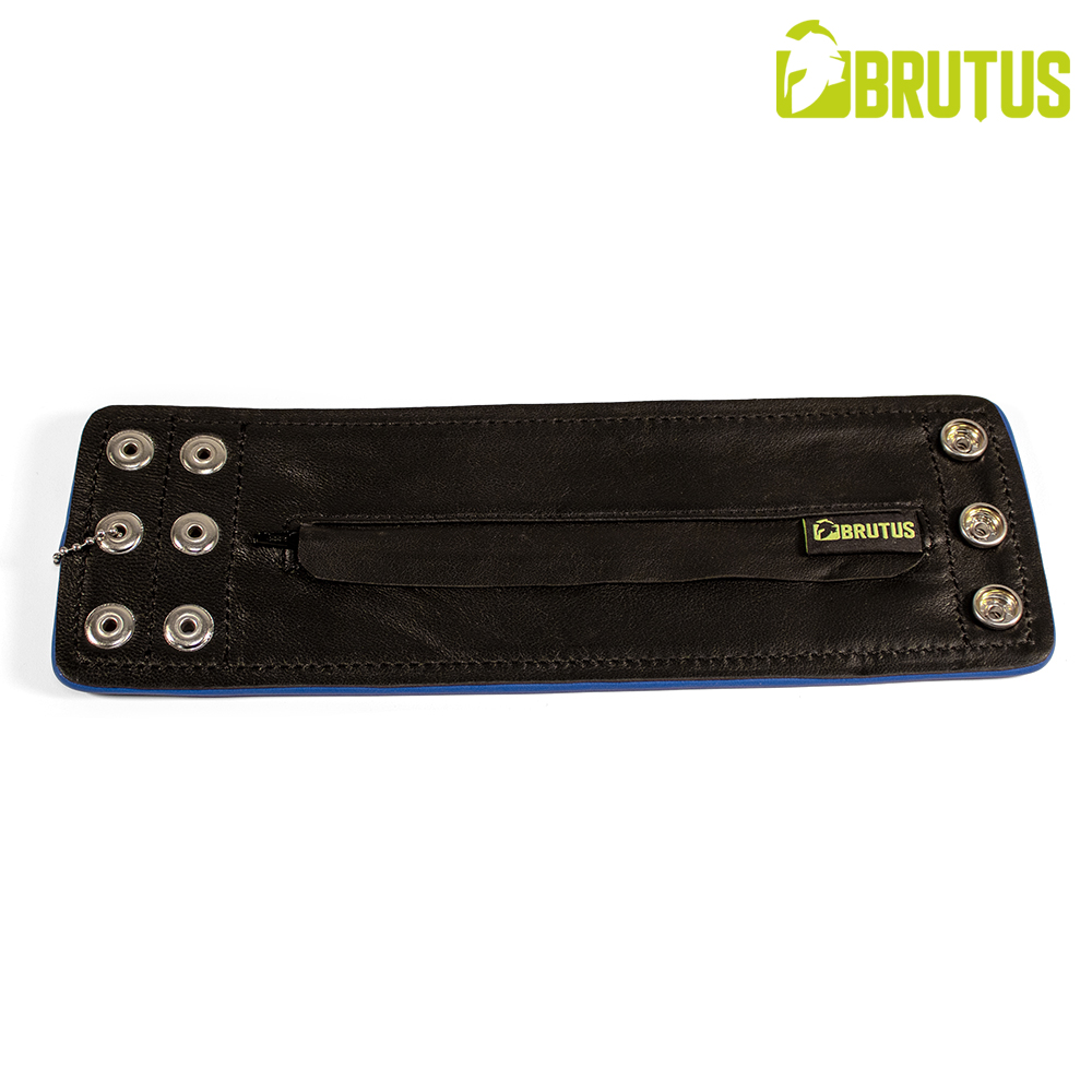  BRUTUS Leren Polsportemonnee met Rits - Zwart/Blauw