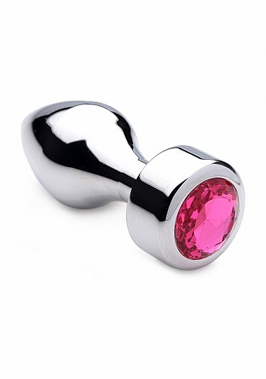 Aluminium Buttplug met Roze Steen