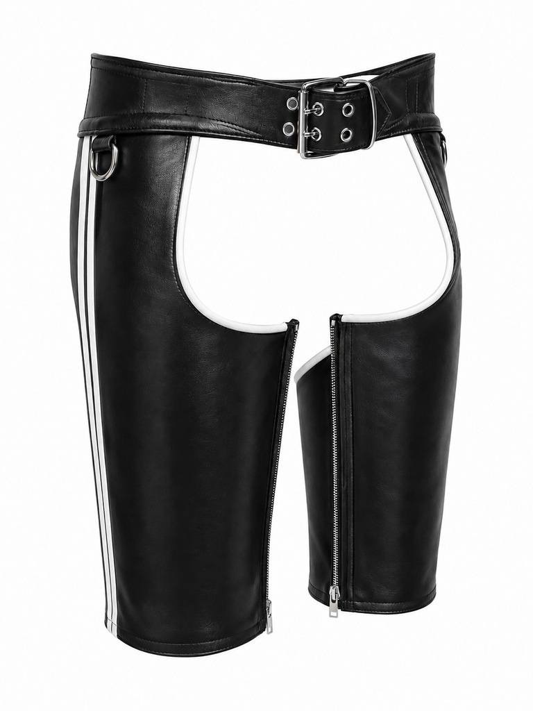 MisterMitch Leren Chaps - Zwart/Wit