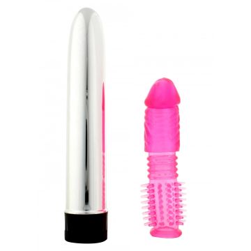 Vibrator + Sleeve met Ribbels & Nopjes - Twinz