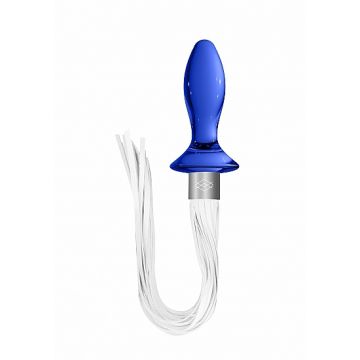 Chrystalino Glazen Buttplug met Zweep Staart - Blauw