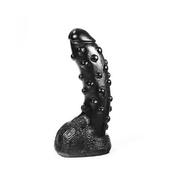 Dark Crystal Zwarte Dildo met Noppen David - 23 cm