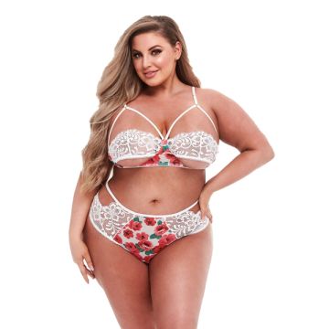 White Floral and Lace BH Set - Queen Size