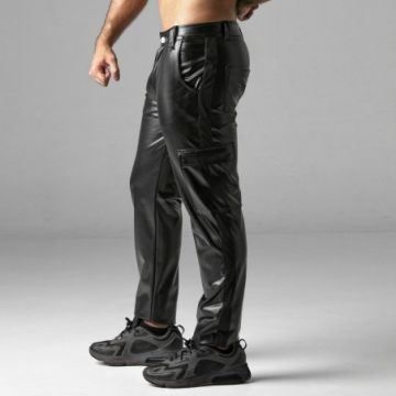 Leatherette Cargo Broek Zwart