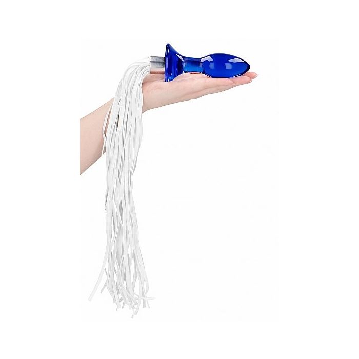 Chrystalino Glazen Buttplug met Zweep Staart - Blauw-chrystalino-glazen-buttplug-met-zweep-staart-blauw-hand2.jpg