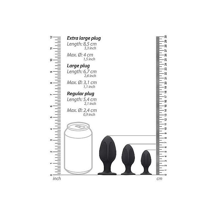 Diamond Shape Buttplug Set - Zwart -diamond-shape-buttplug-set-zwart-afm.jpg