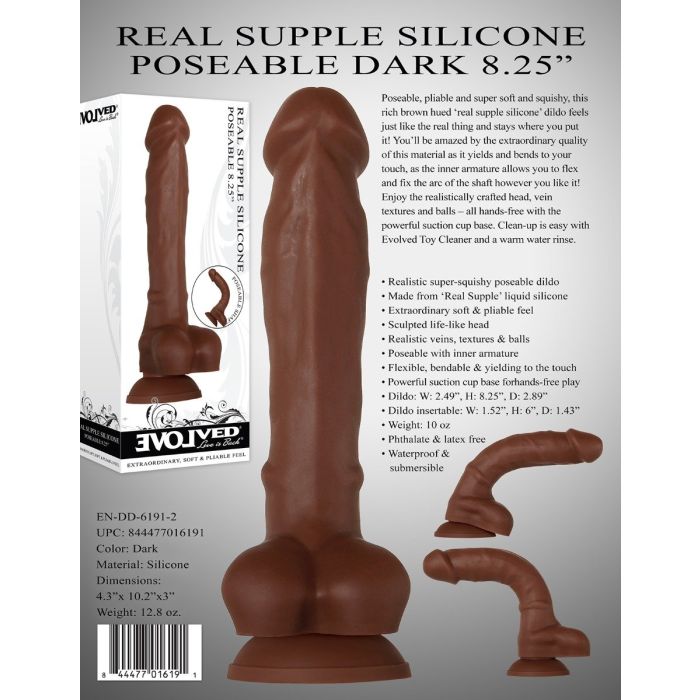 Realistische Dildo Real Supple - Bruin-poseable-8-25-back.jpg