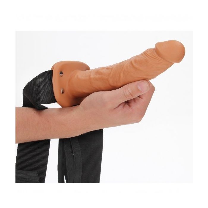 RealRock Holle Strap-On zonder Ballen Tanned- 21 cm-realrock-hollow-strap-on-21-cm-tanned-grootte-indicatie.jpg