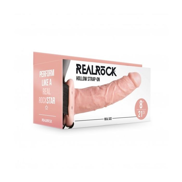 RealRock Holle Strap-On zonder Ballen - 21 cm-realrock-hollow-strap-on-21-cm-verpakking.jpg