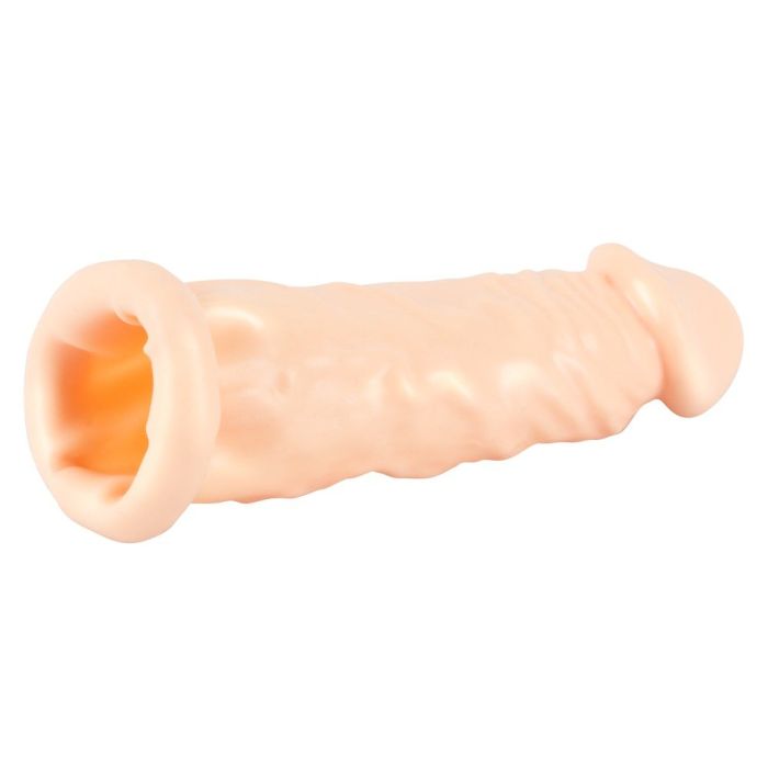 Siliconen Penissleeve met Verlenging - Huidskleur-siliconen-penissleeve-met-verlenging-huidskleur-opgerold.jpg