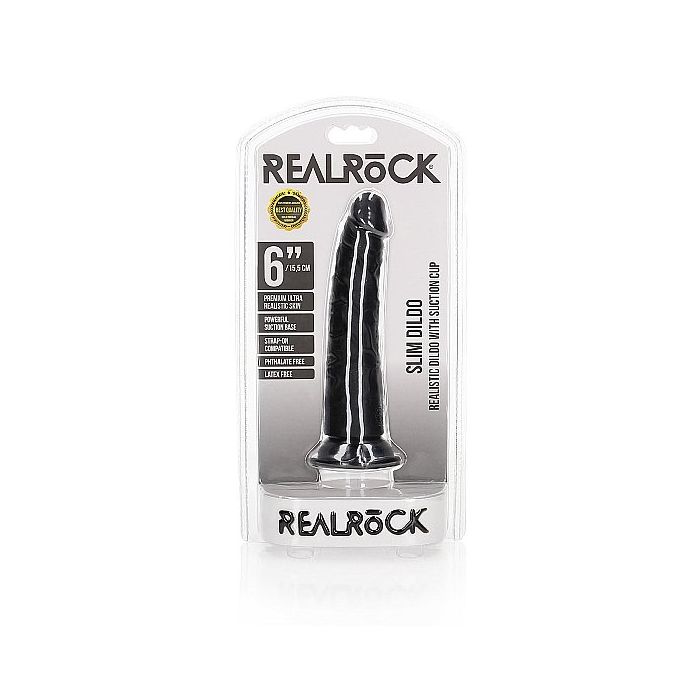 Slanke Realistische Dildo 15.5 cm - Zwart-slanke-realistische-dildo-15-5-cm-zwart-2.jpg