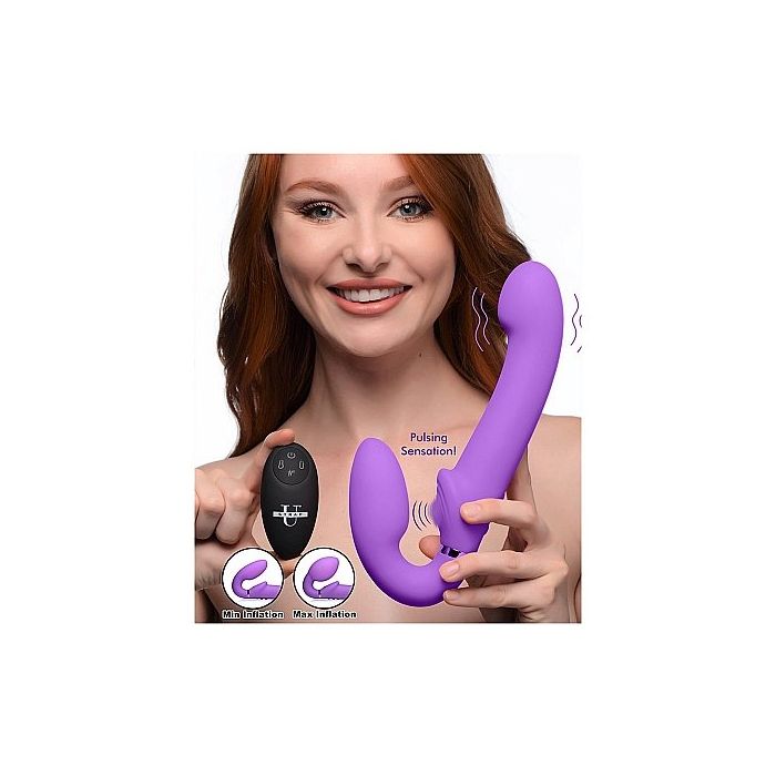 Strapless Strap-on met Clitoris Pulsaties - Paars-strapless-strap-on-met-clitoris-pulsaties-paars-vrouw.jpg