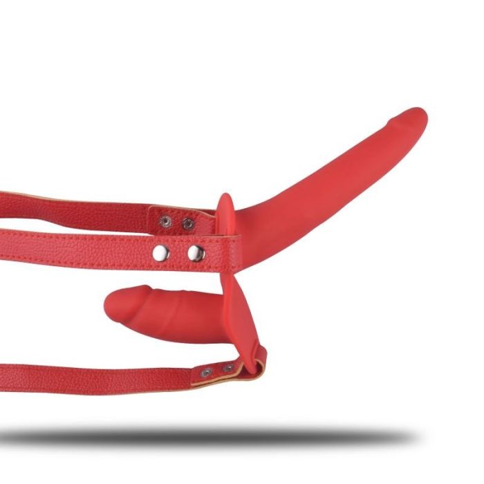 Voorbinddildo met Verstelbaar Leren Harnas - Rood-voorbinddildo-met-verstelbaar-leren-harnas-rood-los.jpg
