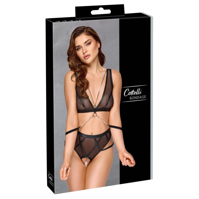Cottelli Bondage Lingerie Set Mesh Strepen - Zwart-cottelli-bondage-lingerie-set-mesh-strepen-zwart-11.jpg