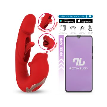 Rabbit Vibrator Met App IY Mouty Biting & Flipping - Rood