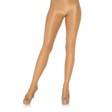 Glanzende Semi Transparante Panty - Tan