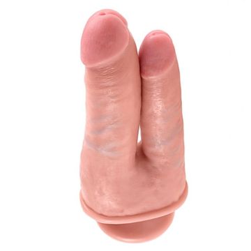 Huidkleurige dubbele dildo 22 cm 