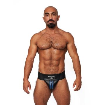 Mister B Leren Premium Jockstrap - Zwart / Blauw