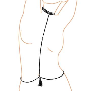 Zwarte Halsband met bodychain