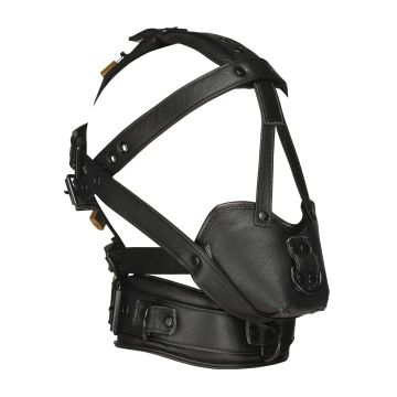 Master Series Leren Hoofdharnas met Muzzle - Zwart