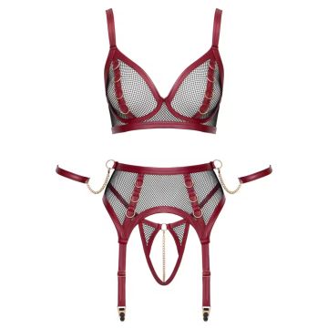Cottelli Collection 3-Delige Bondage Jarretelset - Rood