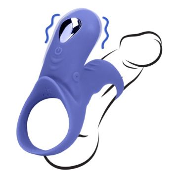 Vibrerende Cockring Met clitoris Stimulator - Blauw