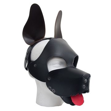 Mister B Leren Ruige Hondenmasker - Zwart Bruin