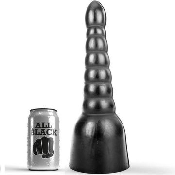 Grote Zwarte Dildo met Geribbelde Textuur