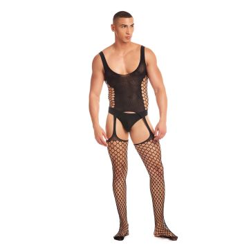 Pink Lipstick Galaxy Bodystocking - Zwart