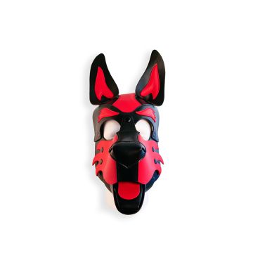 Vegan Pup Hood Masker Zwart/Rood - Brutus