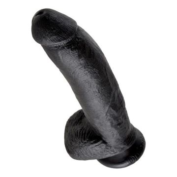 Zwarte realistische dildo met ballen 23 cm