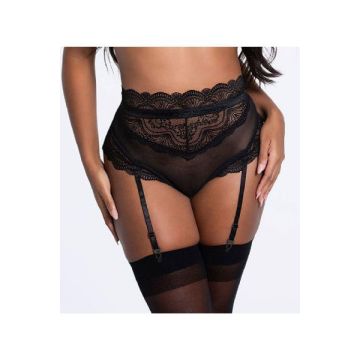 Romy High Waist Slip met Jarretels - Zwart