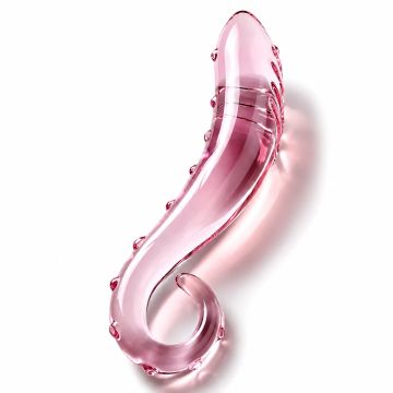 ToyJoy Glazen G-Spot Dildo Sparkle - Roze Transparant