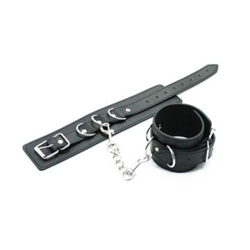 Kunstleren Polsboeien met 3 D-Ringen - Zwart