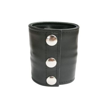 Mister B Leren Polsband met Rits Zwart - L