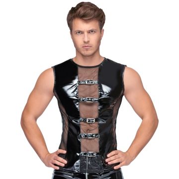 Black Level Extravagant Mouwloos Shirt - Zwart