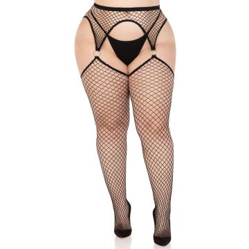 Leg Avenue Industriële Netkousen met O-ring - Zwart