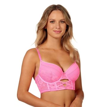 After Eden Stevie Voorgevormde Longline Bustier - Fluor Roze