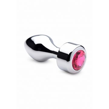 Aluminium Buttplug met Roze Steen - Large