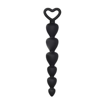 Anal Beads met Hart Vormige Lus - Zwart