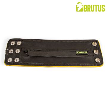 BRUTUS Leren Polsportemonnee met Rits - Zwart/Geel