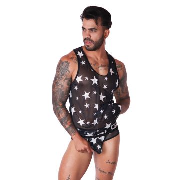 GIGO Tanktop met Sterrenpatroon Star - Wit