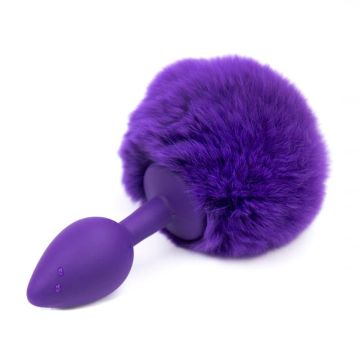 Buttplug met Pompon Paars - Maat S