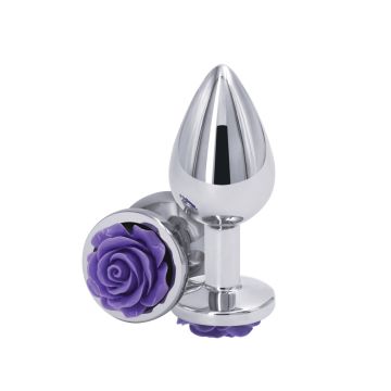 Buttplug met Paarse Roos - M