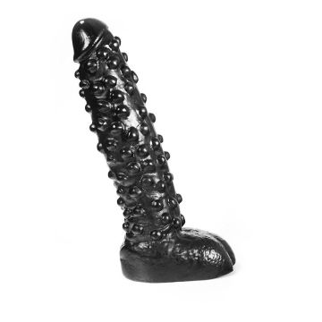 Dark Crystal Zwarte Dildo met Nopjes Hugo - 27 cm-hugo-zwart.jpg