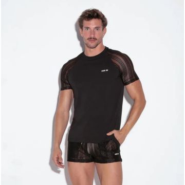 Code 22 Mesh T-Shirt Gestreept - Zwart
