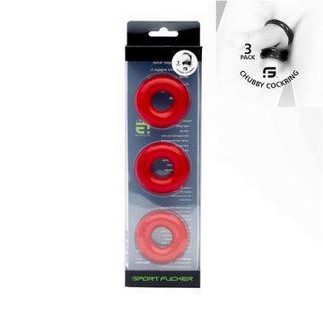 Chubby Rubber Cockring 3-Pack - Rood