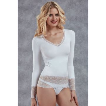 Doreanse Longsleeve met Kant - Ecru